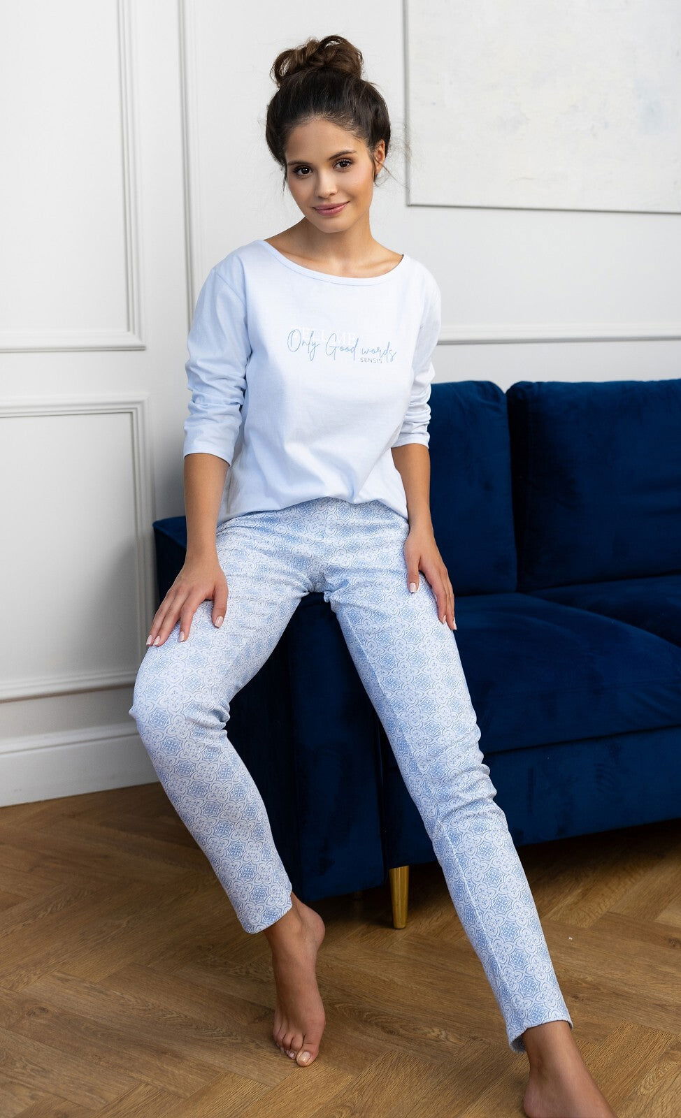 Pigiama da donna in 10% cotone marina