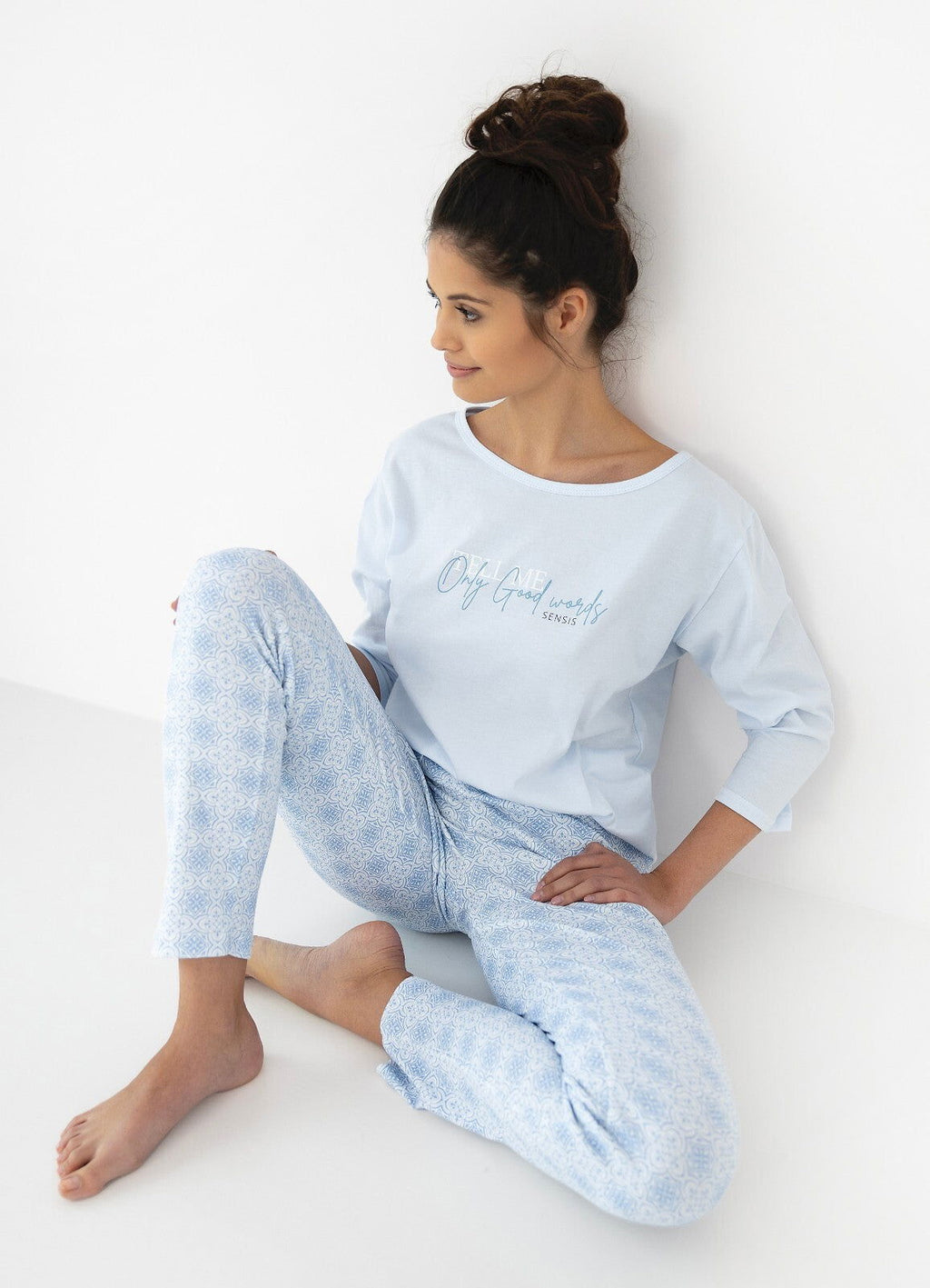 Pigiama da donna in 10% cotone marina