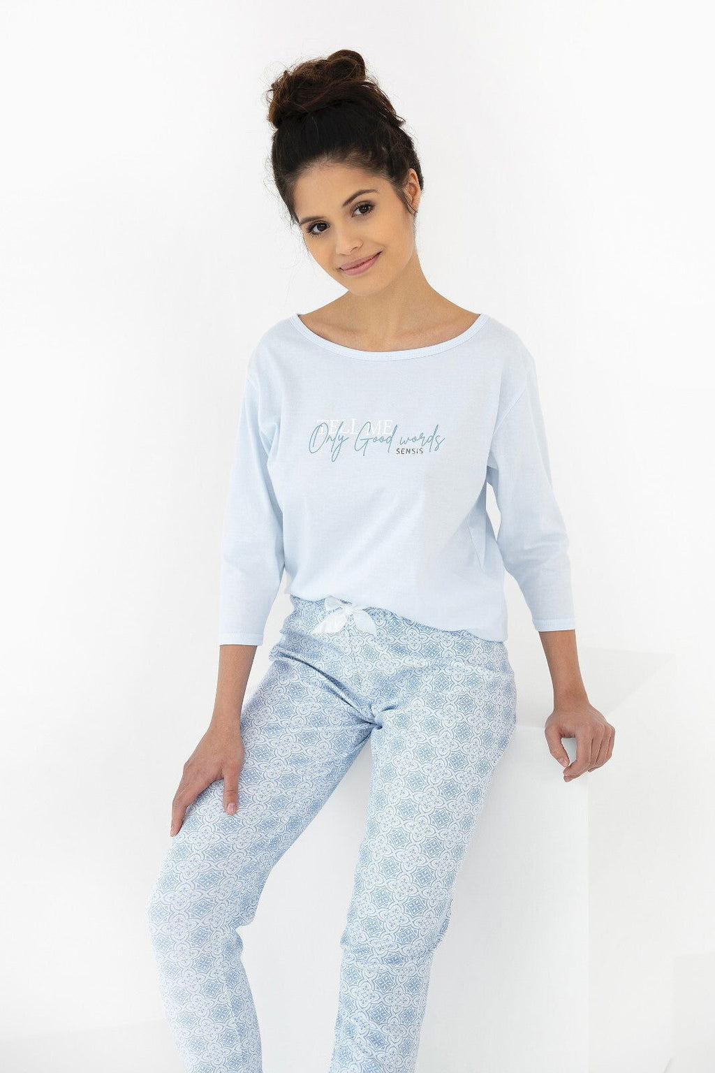 Pigiama da donna in 10% cotone marina