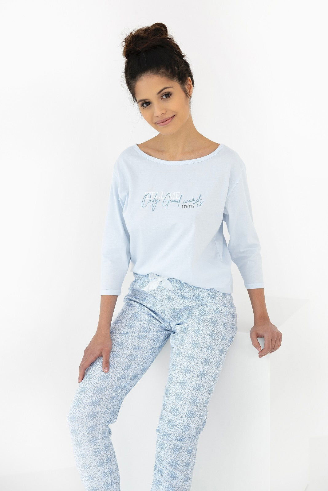 Pigiama da donna in 10% cotone marina