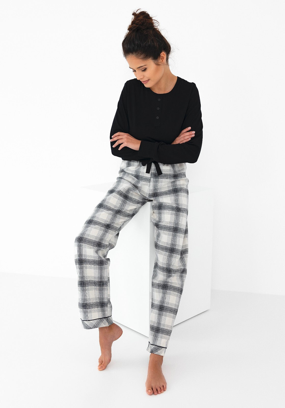 Pigiama da donna in cotone elasticizzato home blanche