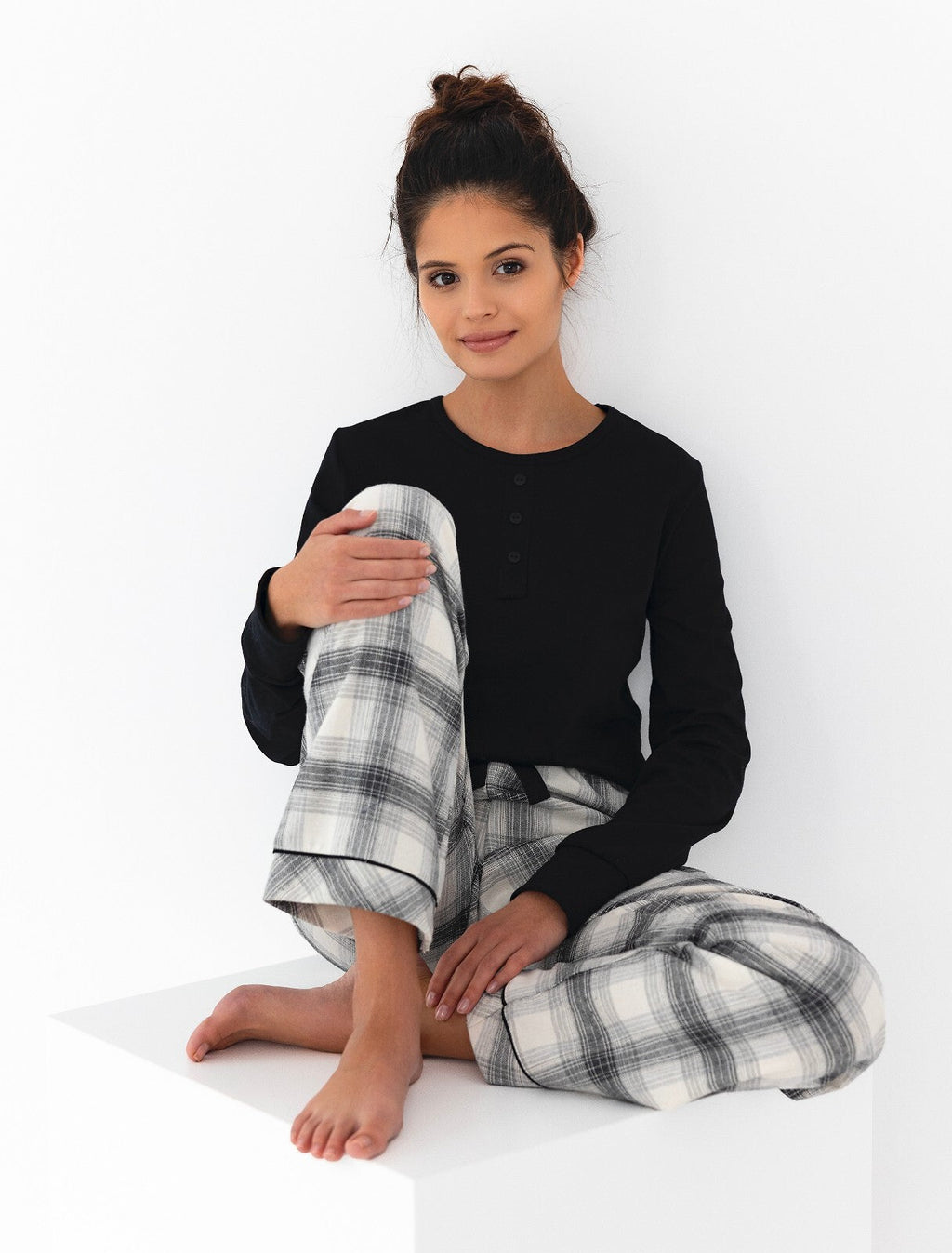 Pigiama da donna in cotone elasticizzato home blanche