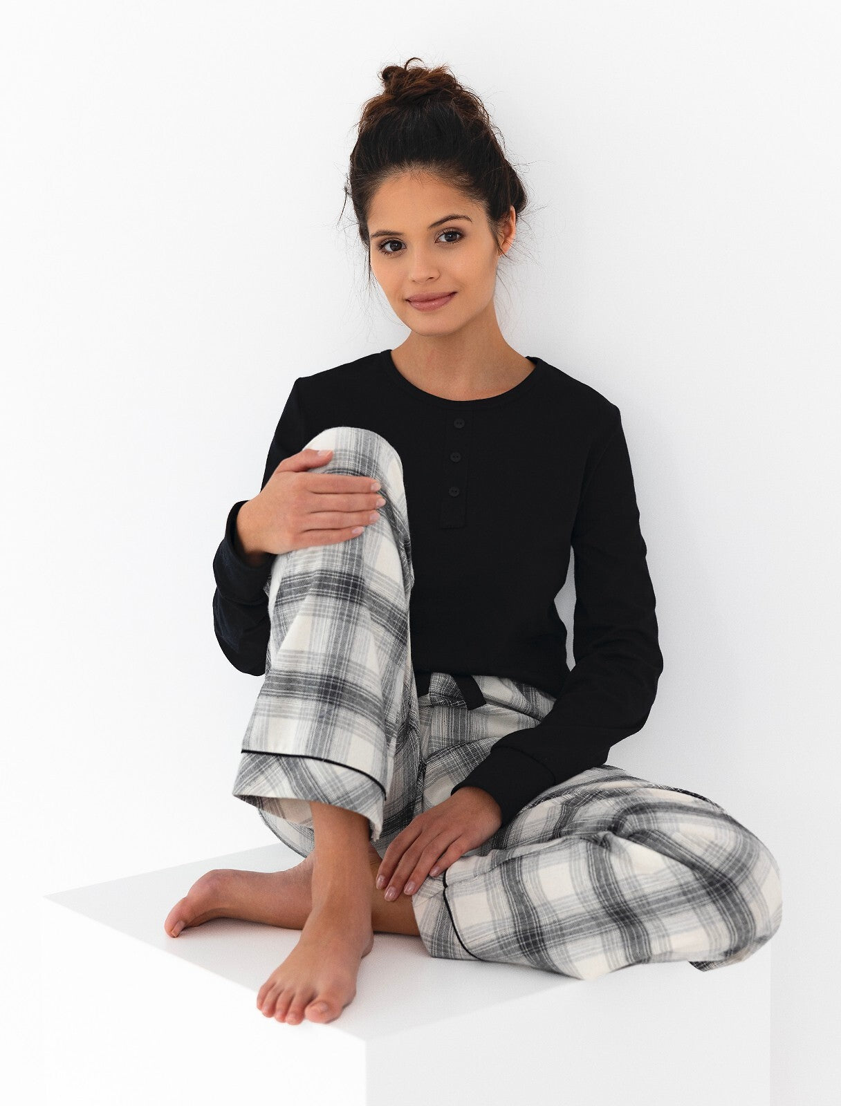 Pigiama da donna in cotone elasticizzato home blanche