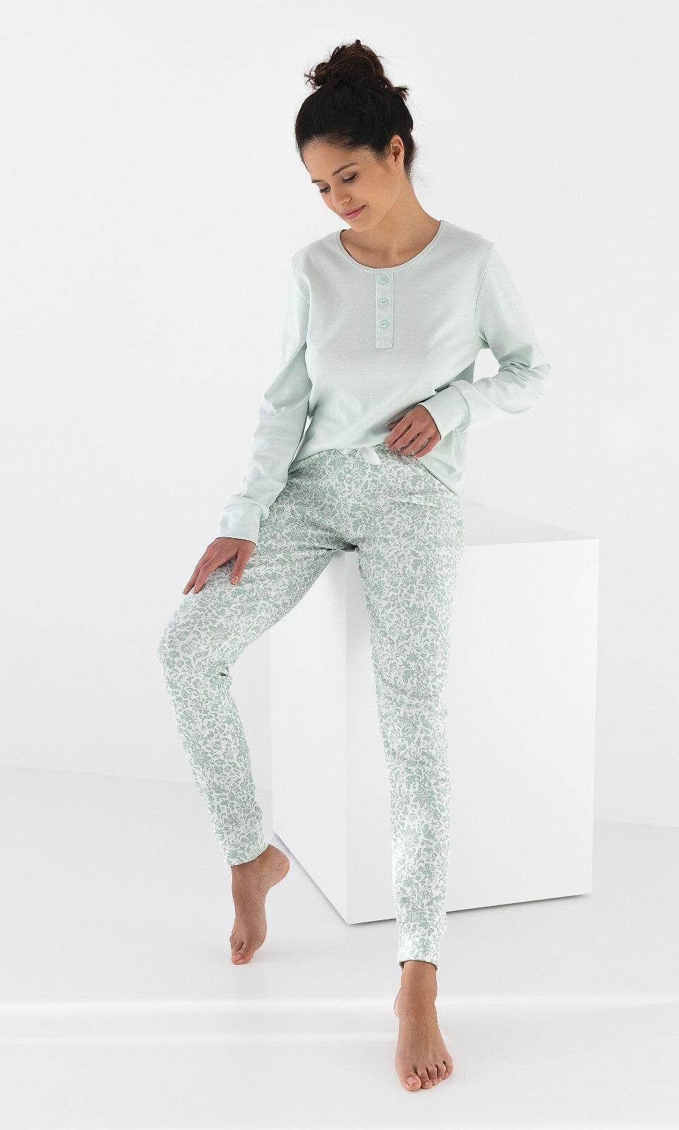 Pigiama da donna in cotone intelock easy olive