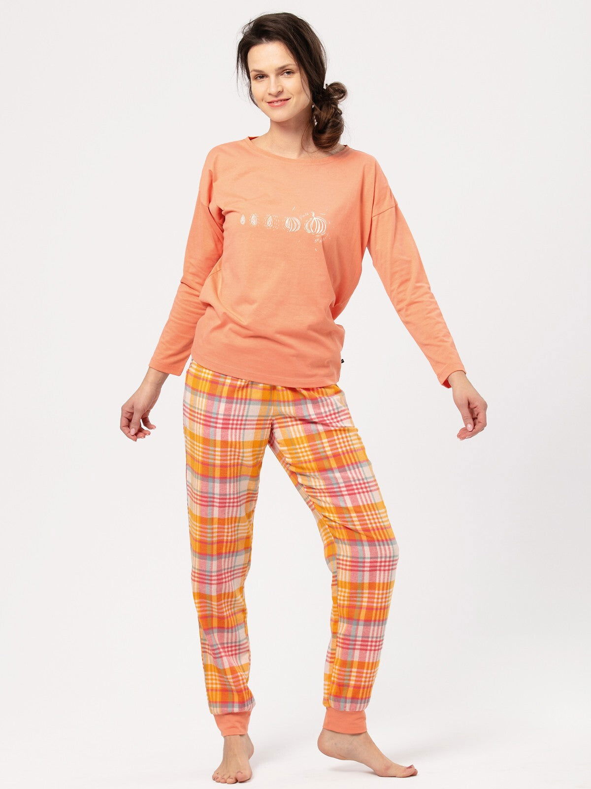 Pigiama da donna in flanella di cotone pumpkin