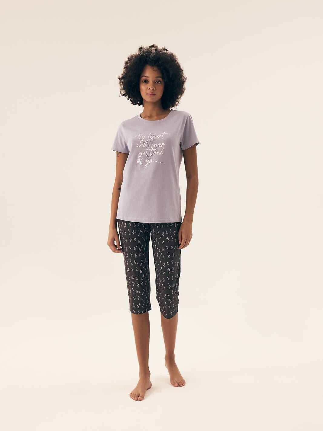 Pigiama da donna in puro cotone naturaleza pantaloni