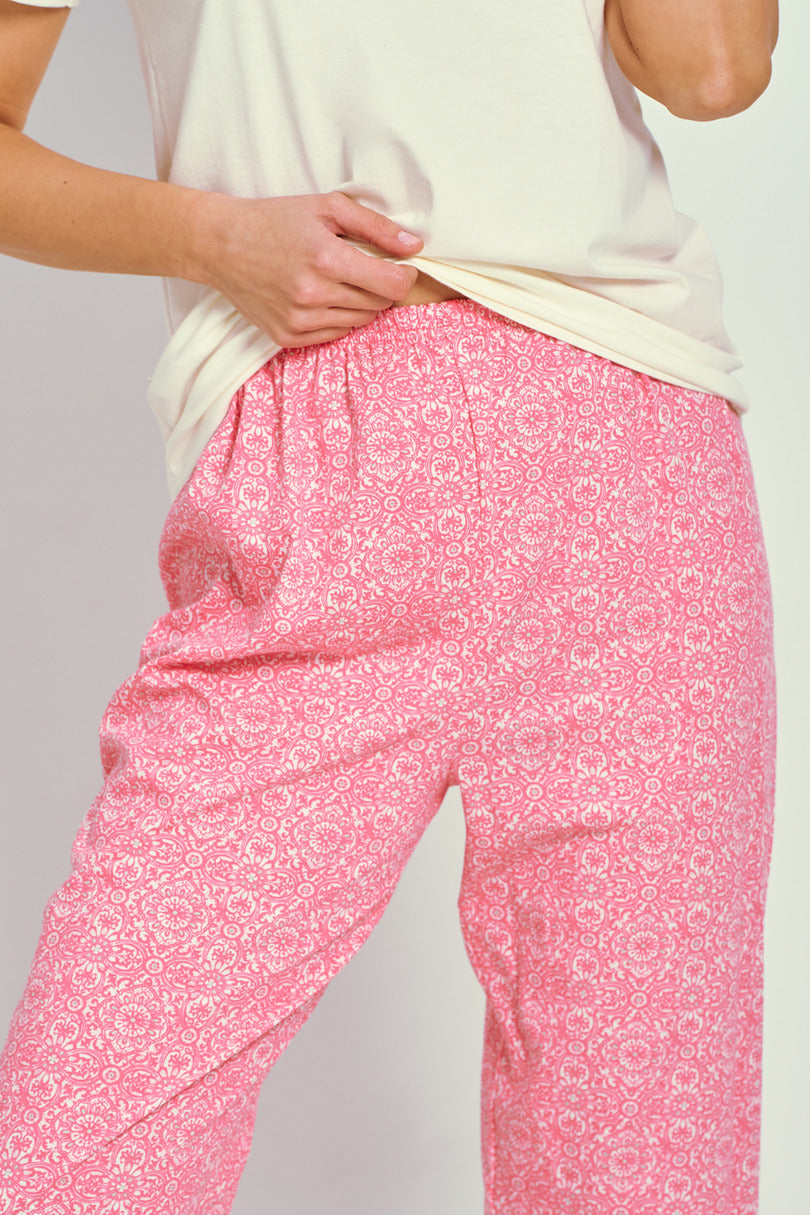 Pigiama da donna manica corta pantaloni lughi - corni