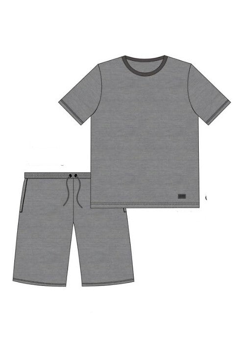 Pigiama da uomo corto in cotone elasticizzato tom