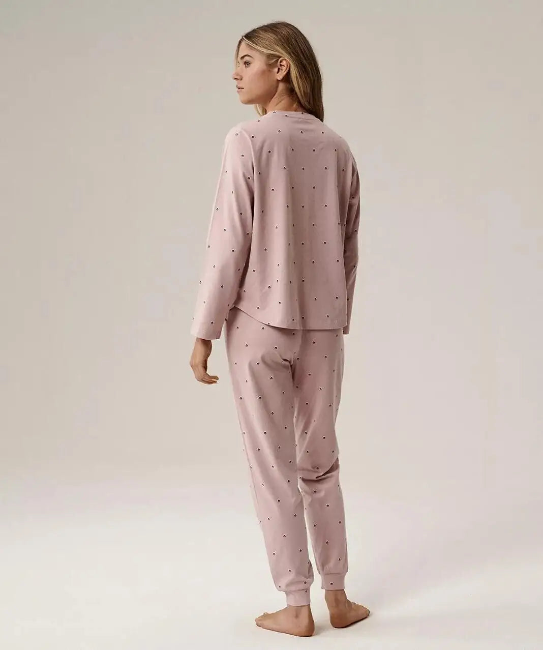 Pigiama donna in 100% cotone ’peach effect’ con pantaloni