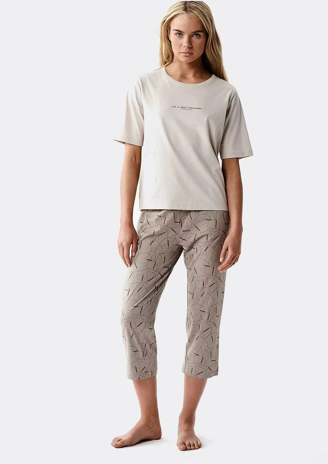 Pigiama donna in 100% cotone – t-shirt con scritta