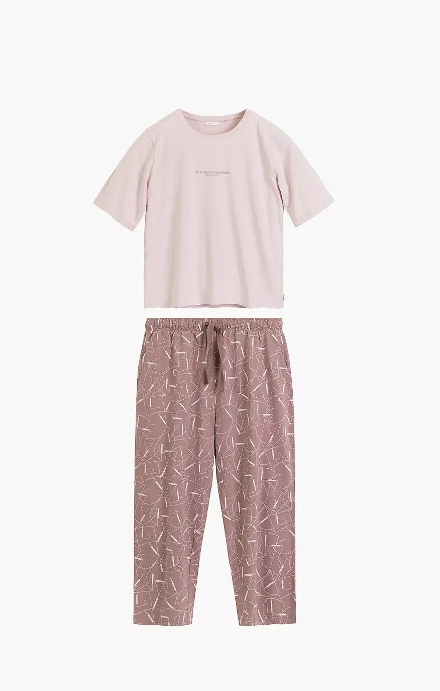 Pigiama donna in 100% cotone – t-shirt con scritta