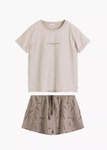 Pigiama donna in 100% cotone – t-shirt con scritta e shorts