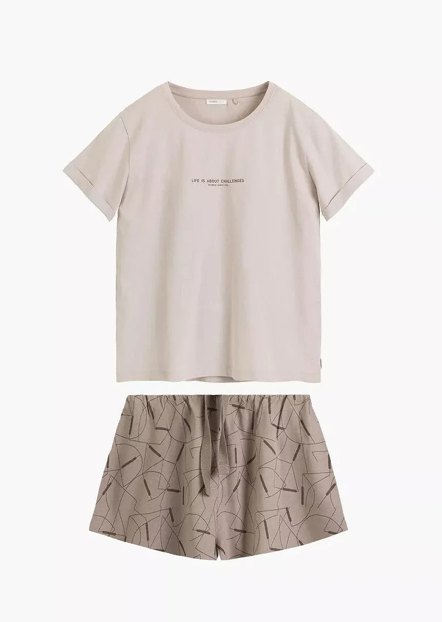 Pigiama donna in 100% cotone – t-shirt con scritta e shorts