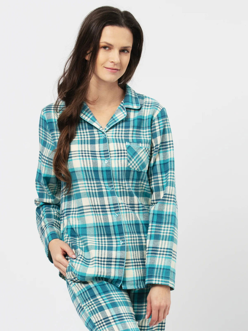 Pigiama da donna aperto in flanella di cotone - doroty