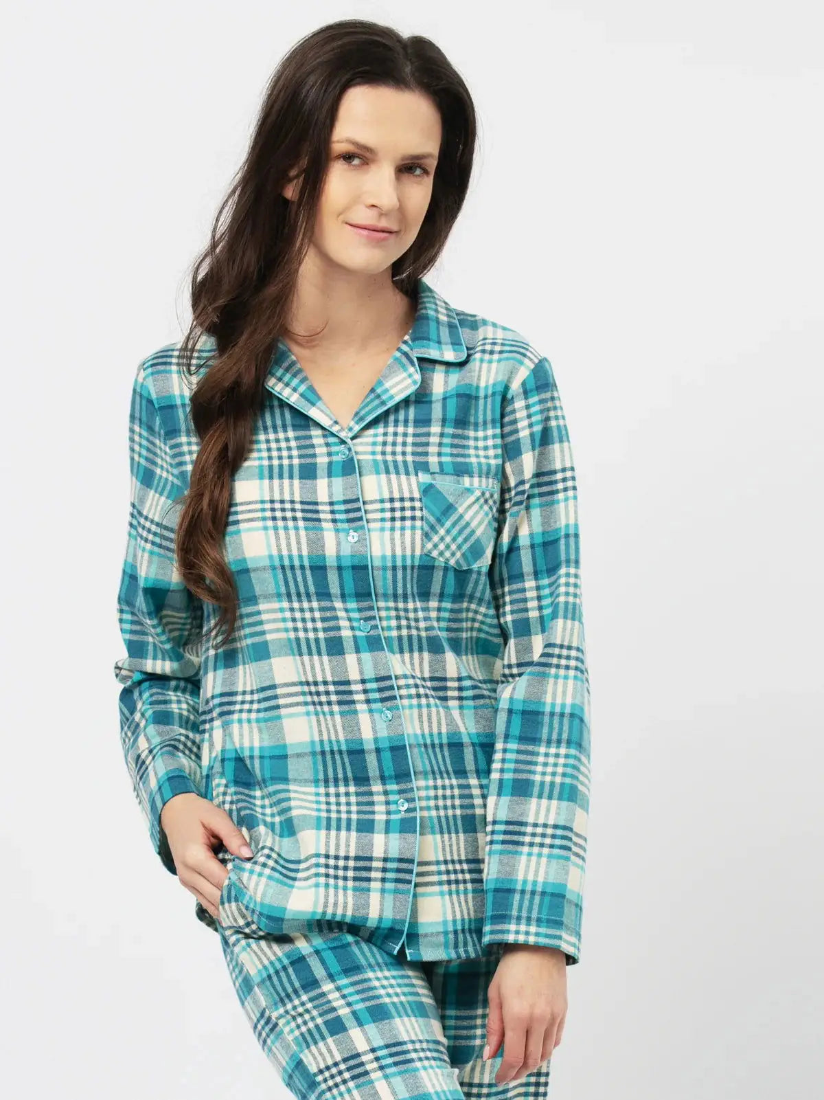 Pigiama da donna aperto in flanella di cotone - doroty