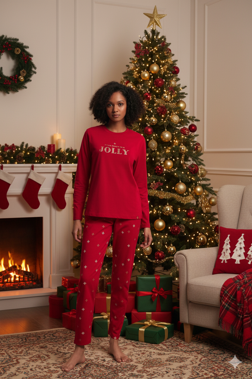 Pigiama da donna collezione natale in puro cotone | dotie