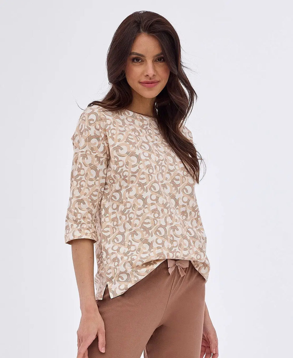 Pigiama donna in cotone 100% con manica 3/4 - ines