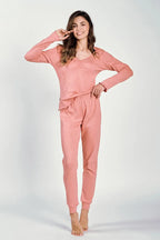 Pigiama donna in cotone ajouré con pantalone jogger | vicky