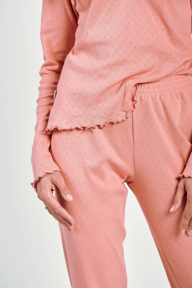 Pigiama donna in cotone ajouré con pantalone jogger | vicky