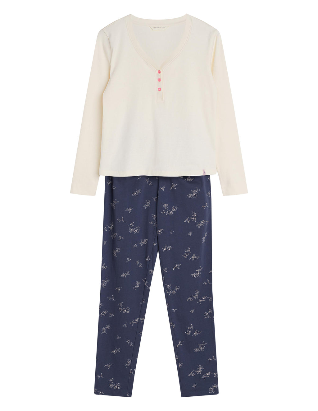 Pigiama donna in cotone di alta qualità collo botttini