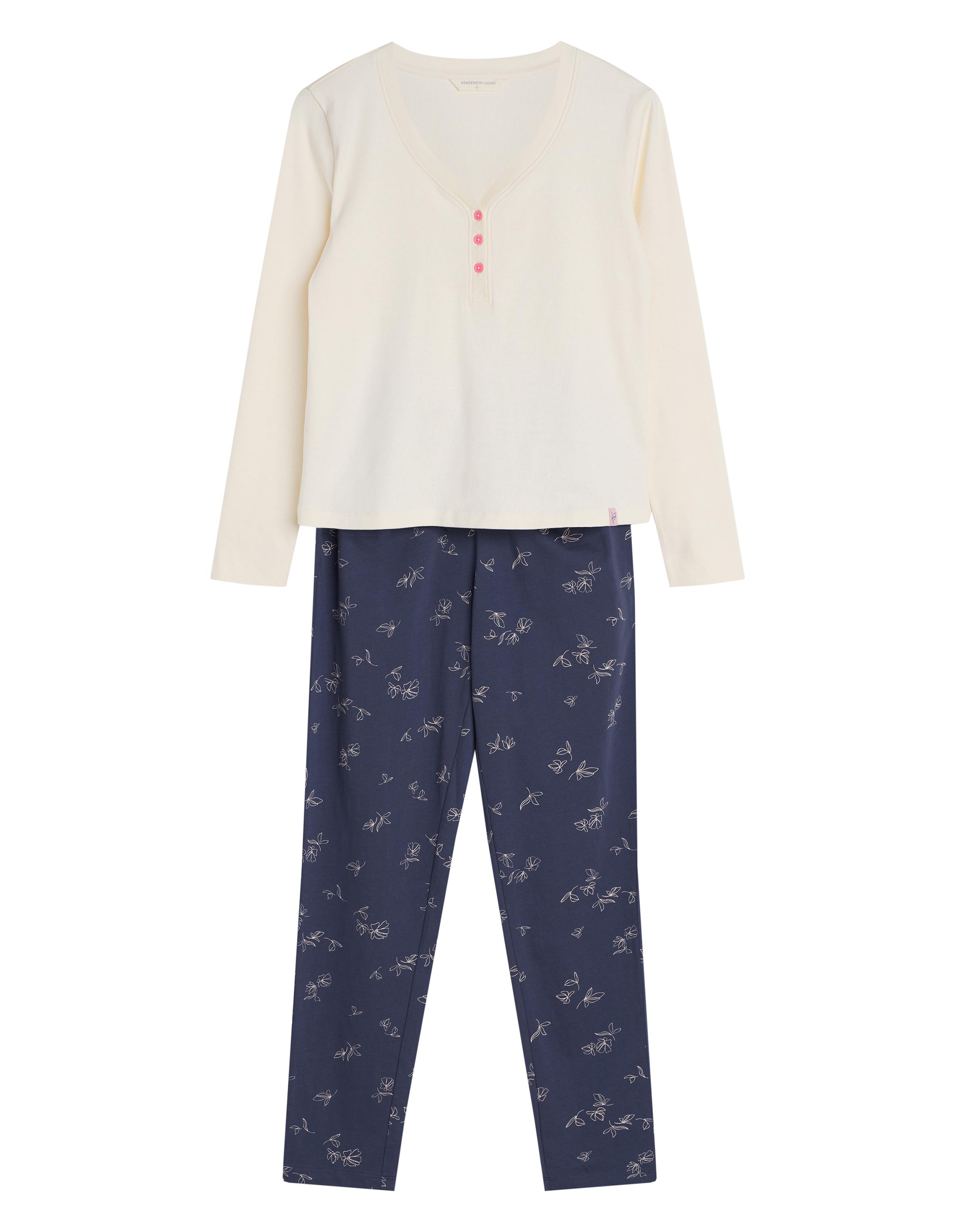 Pigiama donna in cotone di alta qualità collo botttini