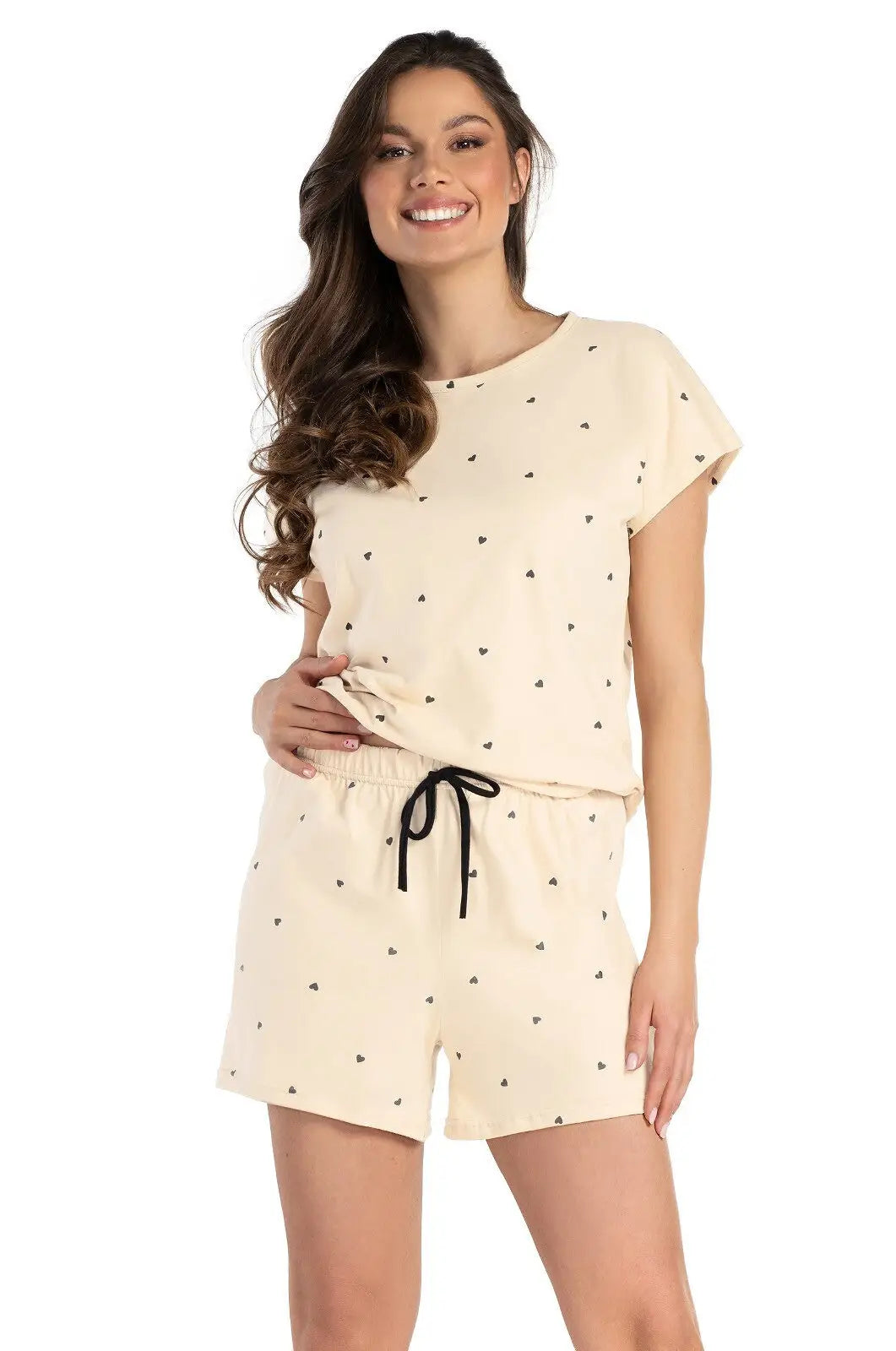 Pigiama da donna in cotone con cuoricini - juliette