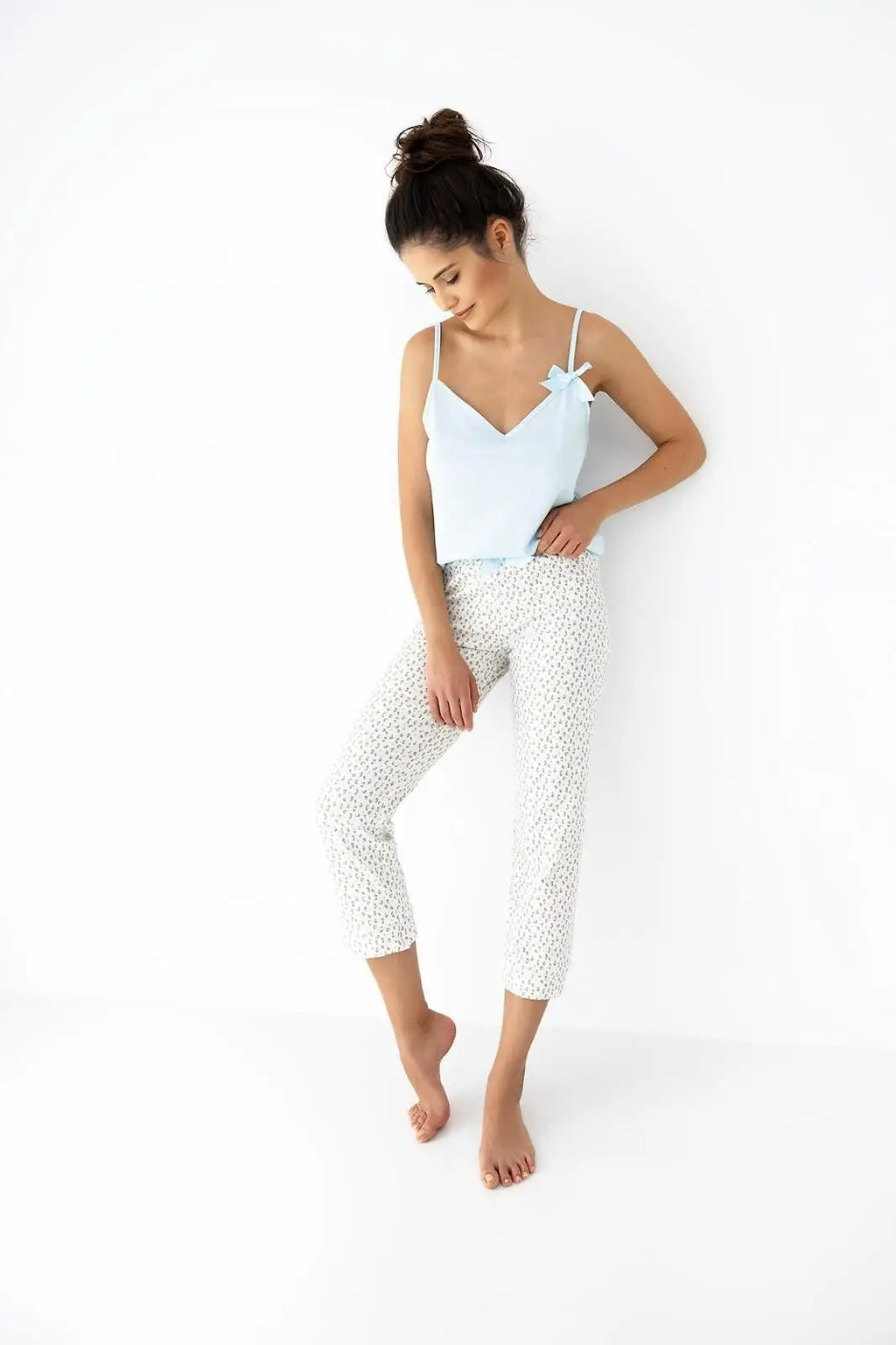 Pigiama da donna in cotone - hana - acquamarina