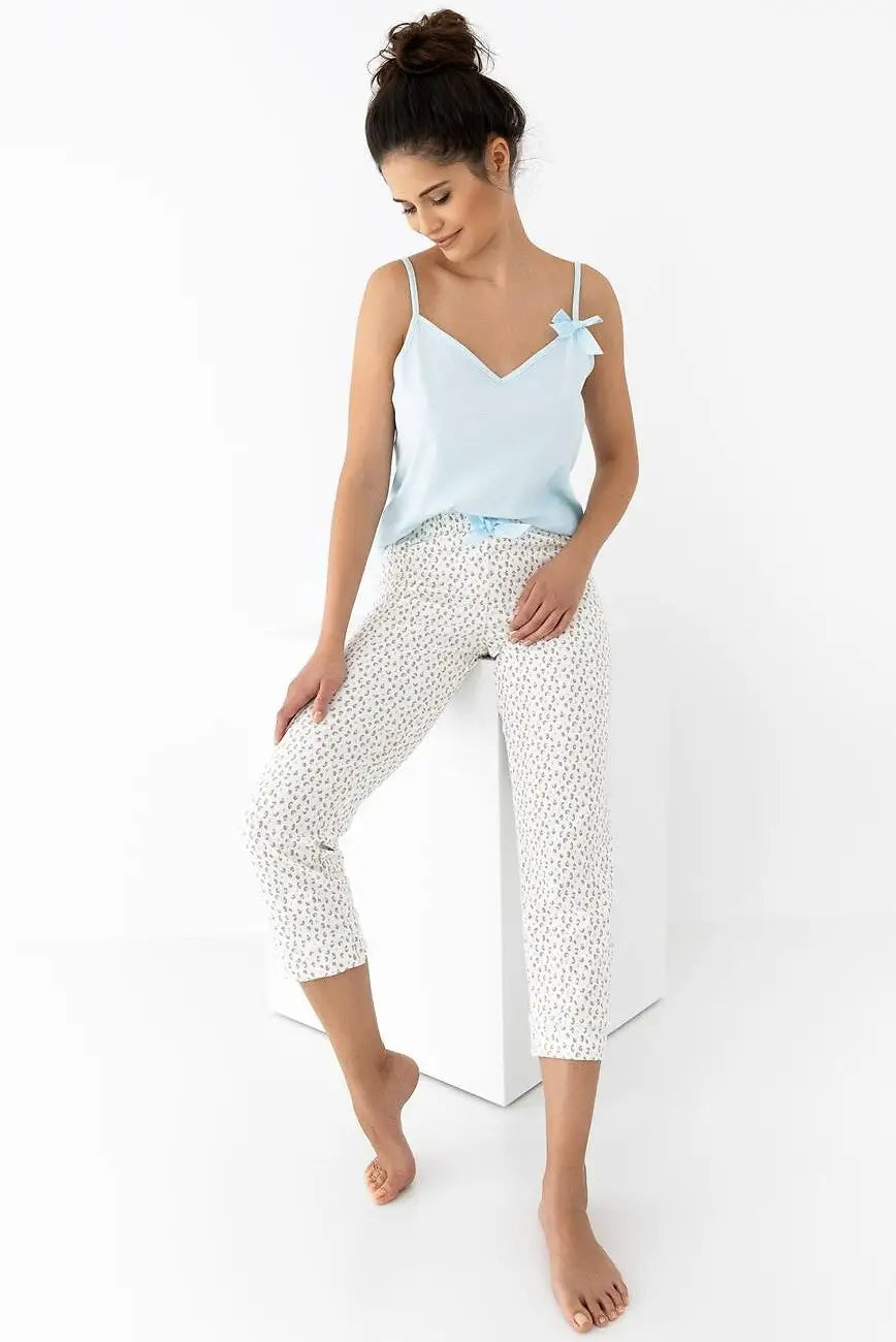 Pigiama da donna in cotone - hana - acquamarina