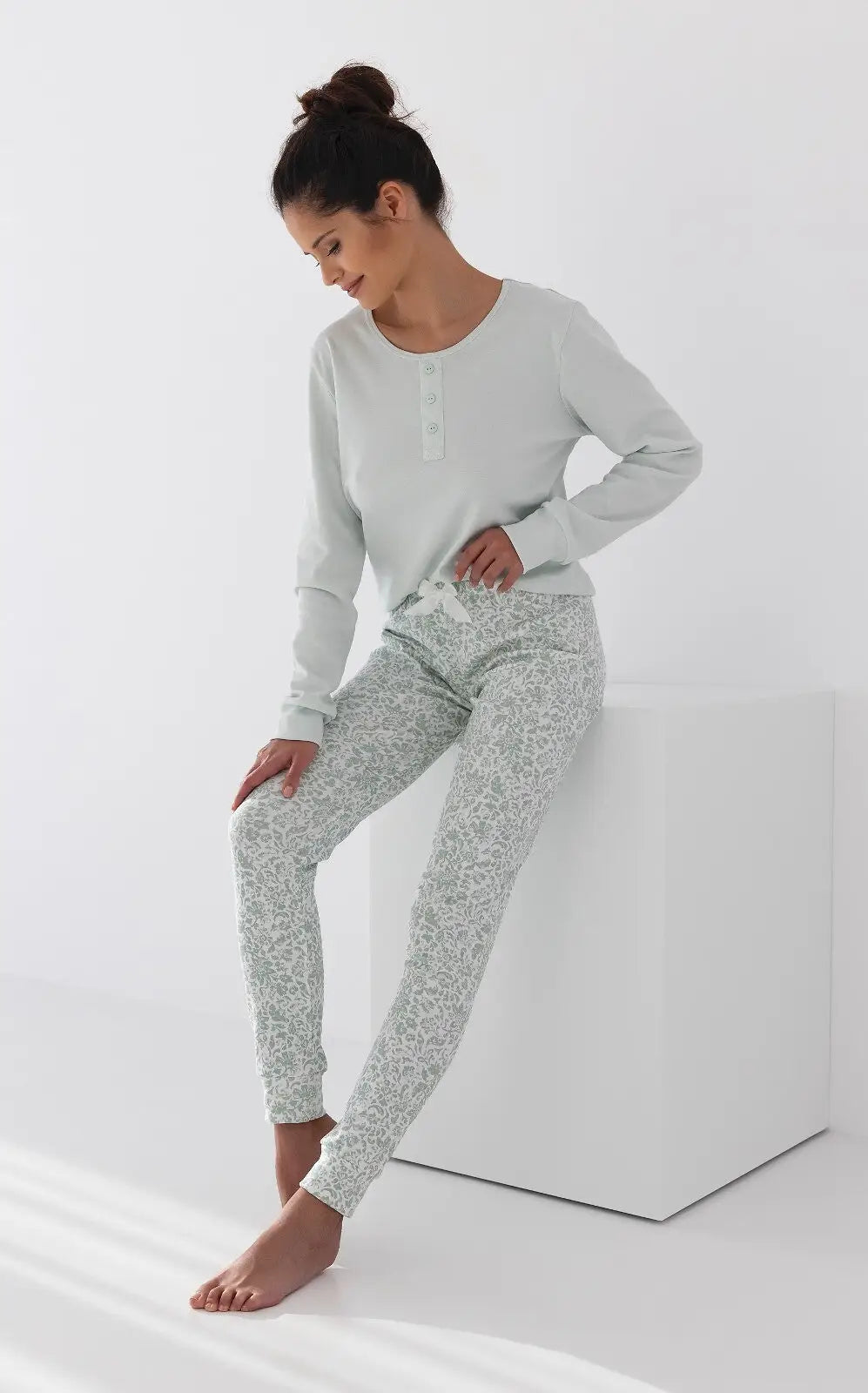 Pigiama da donna in cotone intelock - easy - olive