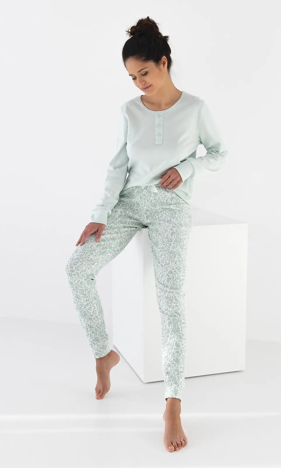 Pigiama da donna in cotone intelock - easy - olive