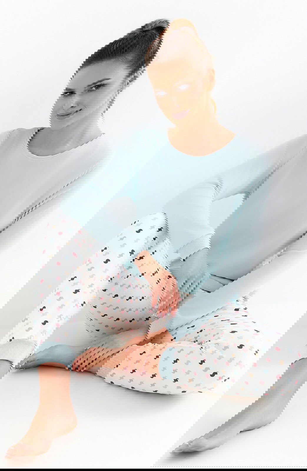 Pigiama donna in cotone interlock - paula - azzurro - 433