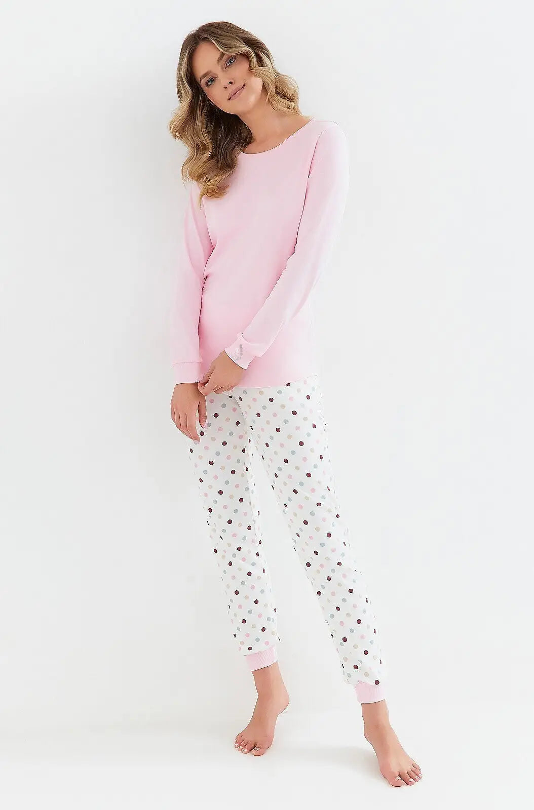 Pigiama donna in cotone interlock - paula - rosa - 433