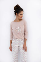 Milani | pigiama donna in cotone - lama - manica 3/4