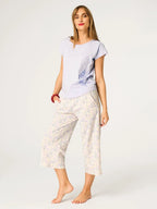 Pigiama donna in cotone – maglia con dettaglio floreale