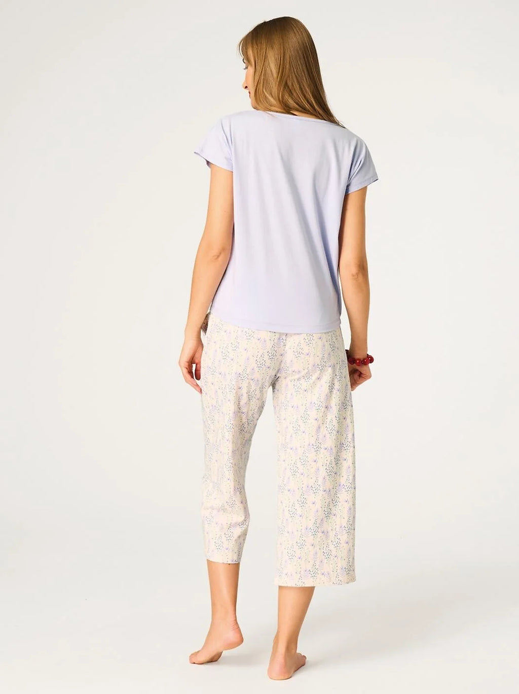Pigiama donna in cotone – maglia con dettaglio floreale