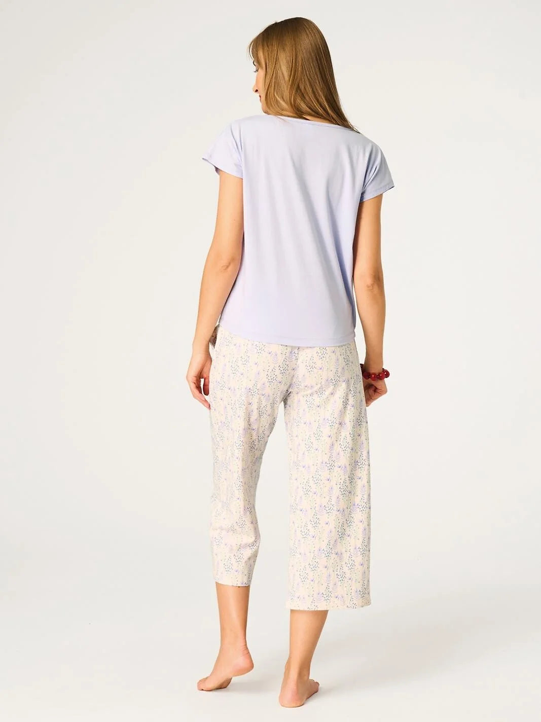 Pigiama donna in cotone – maglia con dettaglio floreale