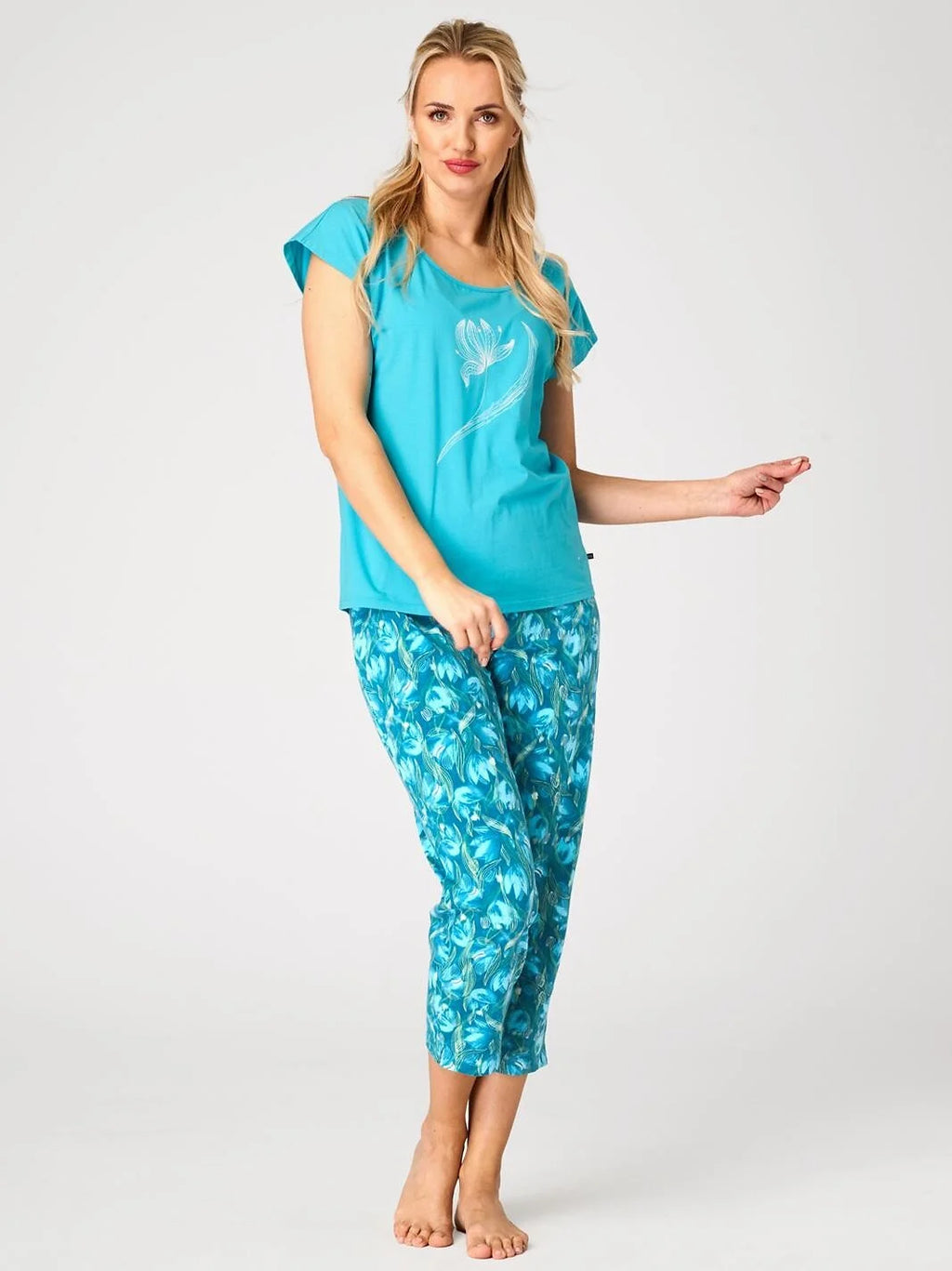 Pigiama donna in cotone con pantaloni 7/8 (sparkle lns 572)
