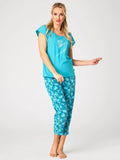 Pigiama donna in cotone con pantaloni 7/8 (sparkle lns 572)