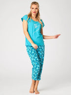 Pigiama donna in cotone con pantaloni 7/8 (sparkle lns 572)
