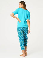 Pigiama donna in cotone con pantaloni 7/8 (sparkle lns 572)