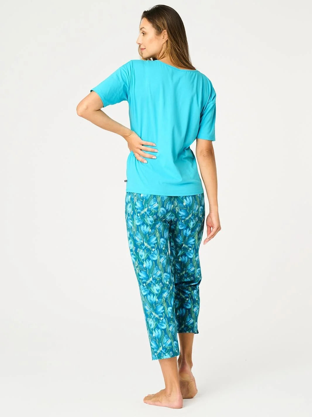 Pigiama donna in cotone con pantaloni 7/8 (sparkle lns 572)