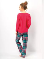 Pigiama donna in cotone con pantaloni flanella a quadri