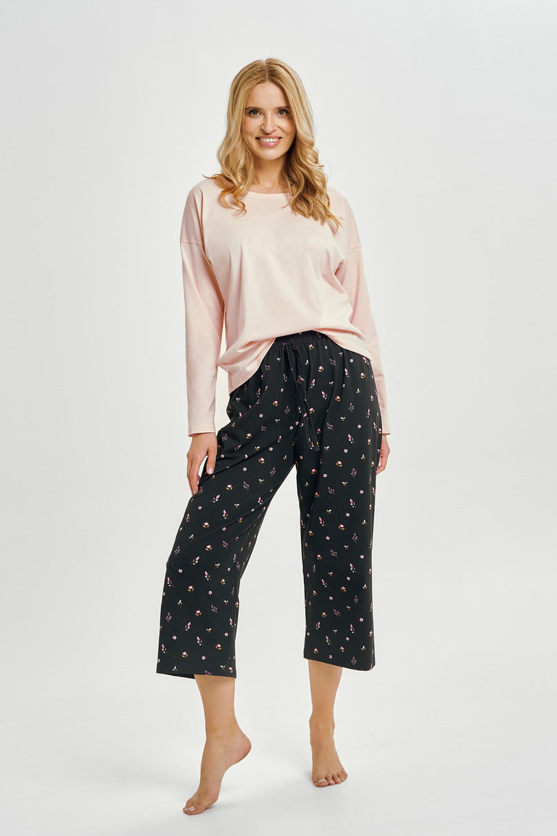 Pigiama donna in cotone con pantaloni floreali 7/8 | irene