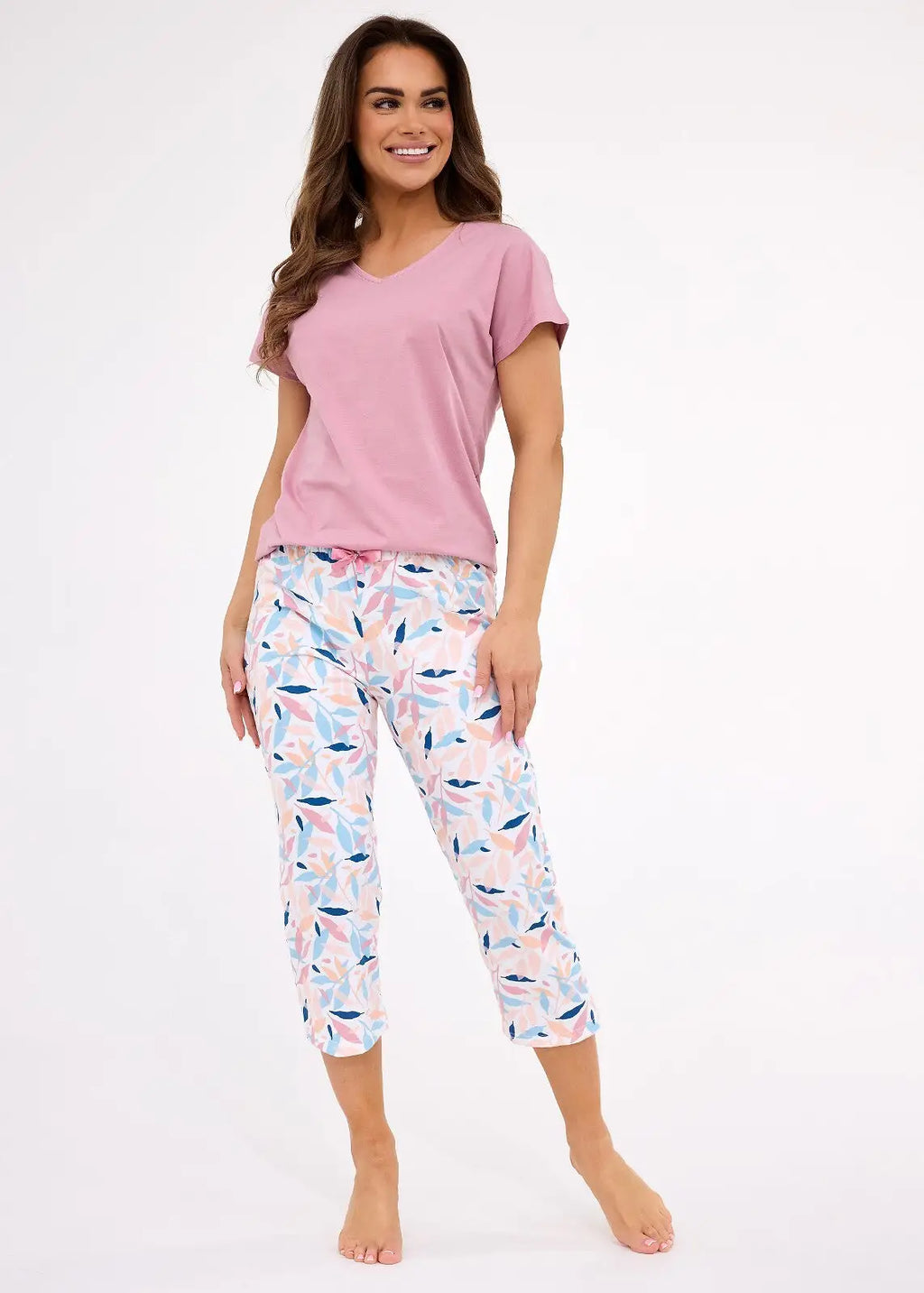 Pigiama da donna in cotone con stampa a foglie - louisa