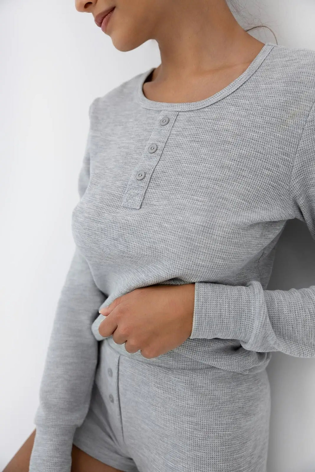 Pigiama donna in cotone waffle con shorts - brittany