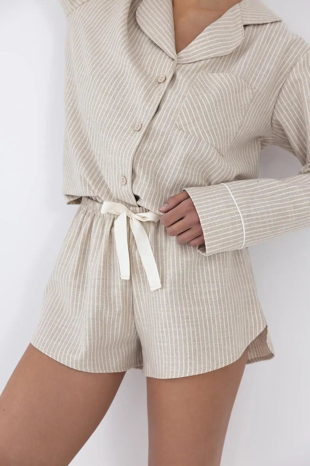 Pigiama da donna in flanella di cotone con pantaloncini