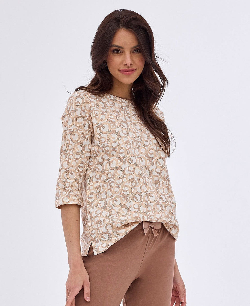 Pigiama donna in cotone 100% con manica 3/4 ines