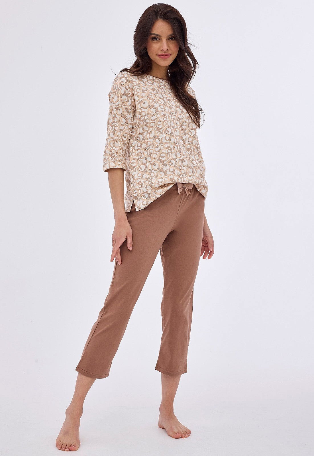 Pigiama donna in cotone 100% con manica 3/4 ines