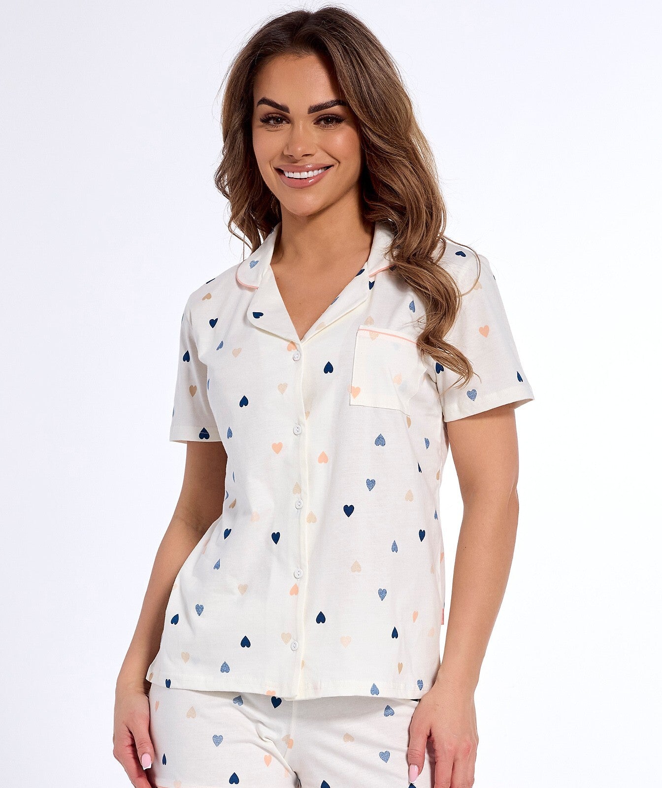 Pigiama donna in cotone aperto con bottoni - love