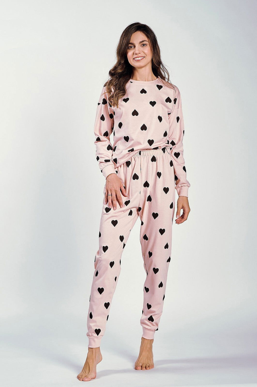 Pigiama donna in cotone con stampa cuori - hannah